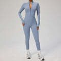 Macacão feminino SOISOU com zíper, secagem rápida, roupa esportiva para academia, ioga, conjunto de treino em nylon e elastano.