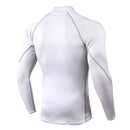 Camiseta esportiva masculina de secagem rápida para musculação e corrida, manga longa, compressão, para academia, justa e resistente ao sol.