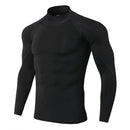 Camiseta esportiva masculina de secagem rápida para musculação e corrida, manga longa, compressão, para academia, justa e resistente ao sol.