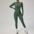 Macacão feminino SOISOU com zíper, secagem rápida, roupa esportiva para academia, ioga, conjunto de treino em nylon e elastano.