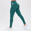 Calça legging esportiva feminina de ioga com bolsos, modeladora de bumbum e com controle abdominal, cintura alta, ideal para academia e atividades físicas.