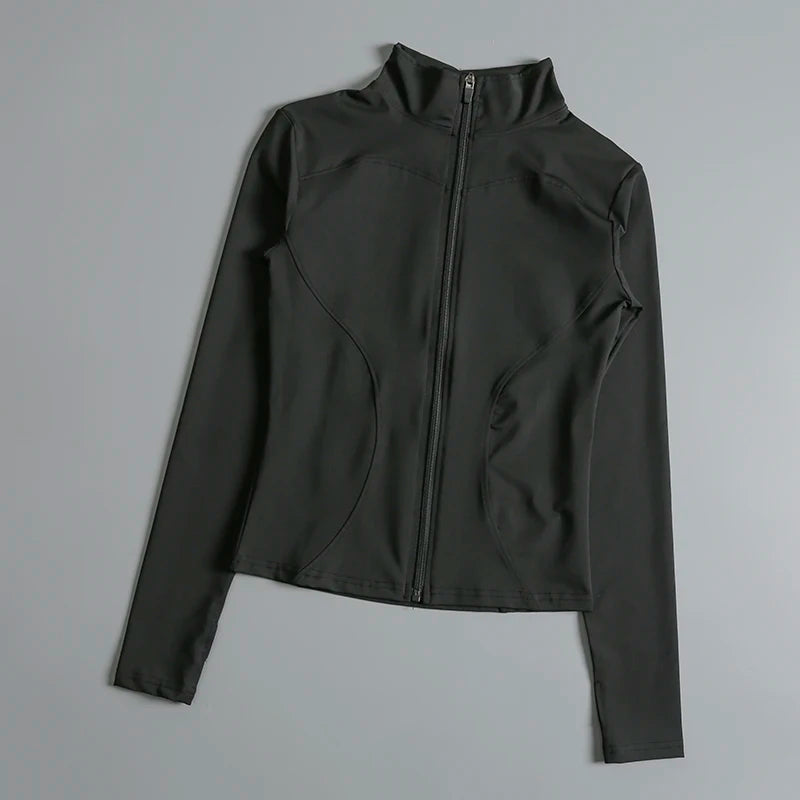 Camisa feminina de ginástica com zíper