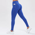 Calça legging esportiva feminina de ioga com bolsos, modeladora de bumbum e com controle abdominal, cintura alta, ideal para academia e atividades físicas.