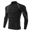 Camiseta esportiva masculina de secagem rápida para musculação e corrida, manga longa, compressão, para academia, justa e resistente ao sol.