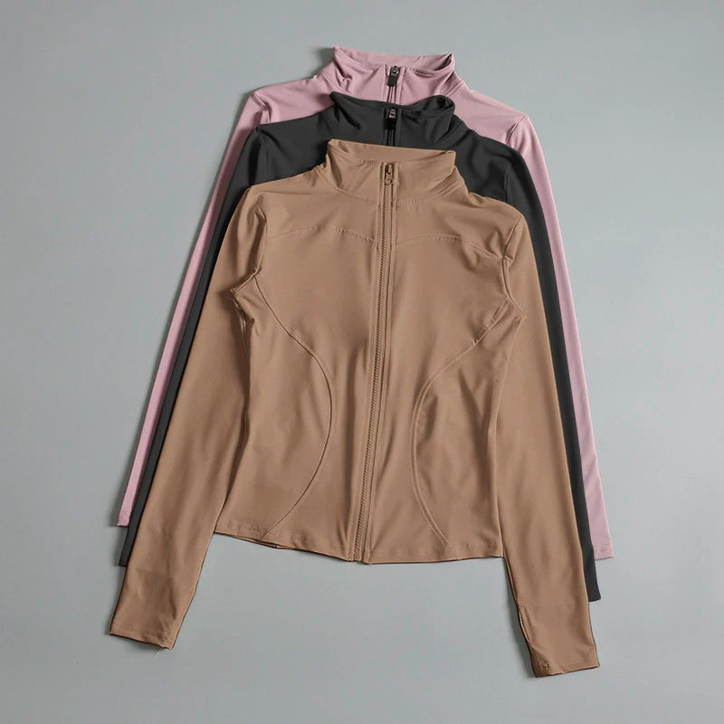 Camisa feminina de ginástica com zíper