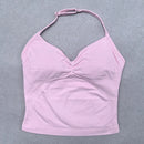 Top esportivo ajustável com alças finas, top feminino sem costas para academia, top de ioga, roupa de ginástica sem mangas, top regata.