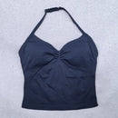 Top esportivo ajustável com alças finas, top feminino sem costas para academia, top de ioga, roupa de ginástica sem mangas, top regata.