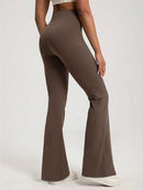 Calça boca de sino feminina de cintura alta, modeladora de cintura, que levanta o quadril, ideal para exercícios, fitness e atividades ao ar livre, como corrida e ioga.