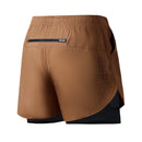 Calções de corrida masculinos de secagem rápida, pretos, com dupla camada, ideais para treino, musculação e exercícios.