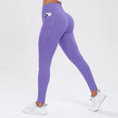 Calça legging esportiva feminina de ioga com bolsos, modeladora de bumbum e com controle abdominal, cintura alta, ideal para academia e atividades físicas.