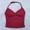 Top esportivo ajustável com alças finas, top feminino sem costas para academia, top de ioga, roupa de ginástica sem mangas, top regata.