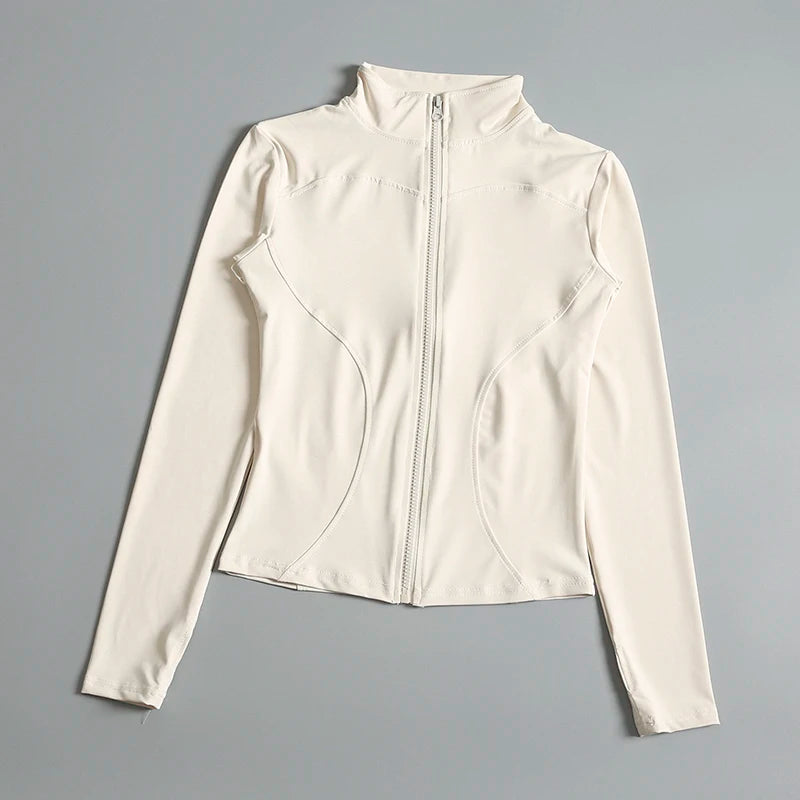 Camisa feminina de ginástica com zíper