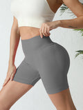 Shorts cintura alta para mulheres, Shorts  de corrida e fitness moderna, leggings de cor sólida, Shorts elásticos.