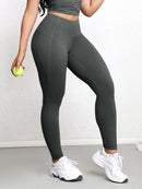 Leggings esportivas super macias com bolsos para mulheres, cintura alta, para treino, ioga, corrida, academia e fitness.