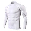 Camiseta esportiva masculina de secagem rápida para musculação e corrida, manga longa, compressão, para academia, justa e resistente ao sol.