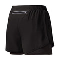 Calções de corrida masculinos de secagem rápida, pretos, com dupla camada, ideais para treino, musculação e exercícios.