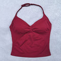 Top esportivo ajustável com alças finas, top feminino sem costas para academia, top de ioga, roupa de ginástica sem mangas, top regata.