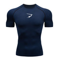 Camiseta de compressão masculina para corrida, manga curta, esportiva, para academia, fitness, agasalho masculino para corrida, camisa esportiva.