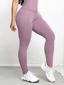 Leggings esportivas super macias com bolsos para mulheres, cintura alta, para treino, ioga, corrida, academia e fitness.