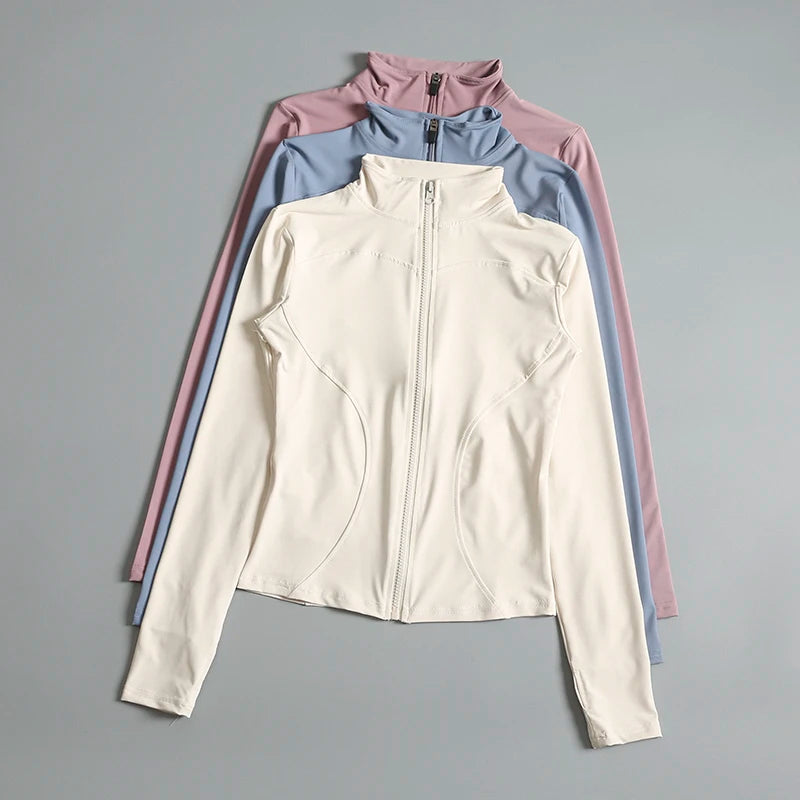 Camisa feminina de ginástica com zíper