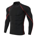 Camiseta esportiva masculina de secagem rápida para musculação e corrida, manga longa, compressão, para academia, justa e resistente ao sol.