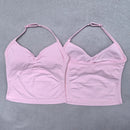 Top esportivo ajustável com alças finas, top feminino sem costas para academia, top de ioga, roupa de ginástica sem mangas, top regata.