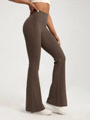 Calça boca de sino feminina de cintura alta, modeladora de cintura, que levanta o quadril, ideal para exercícios, fitness e atividades ao ar livre, como corrida e ioga.