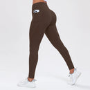 Calça legging esportiva feminina de ioga com bolsos, modeladora de bumbum e com controle abdominal, cintura alta, ideal para academia e atividades físicas.