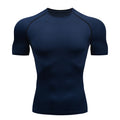Camiseta de compressão masculina para corrida, manga curta, esportiva, para academia, fitness, agasalho masculino para corrida, camisa esportiva.