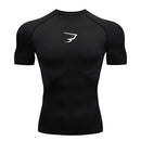 Camiseta de compressão masculina para corrida, manga curta, esportiva, para academia, fitness, agasalho masculino para corrida, camisa esportiva.