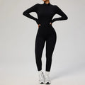 Macacão feminino SOISOU com zíper, secagem rápida, roupa esportiva para academia, ioga, conjunto de treino em nylon e elastano.