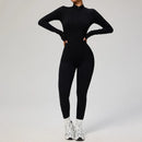 Macacão feminino SOISOU com zíper, secagem rápida, roupa esportiva para academia, ioga, conjunto de treino em nylon e elastano.