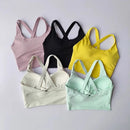 Sutiã esportivo feminino de alta intensidade e à prova de choque, tudo-em-um, para corrida, ioga e fitness. Top profissional para todas as estações.