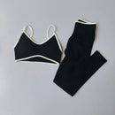 Conjunto Esportivo Feminino de 2 Peças: Calça Push-Up com Costas Vazadas, Top de Ginástica Fitness, Legging de Cintura Alta para Treino, Calça Legging Sem Costura.