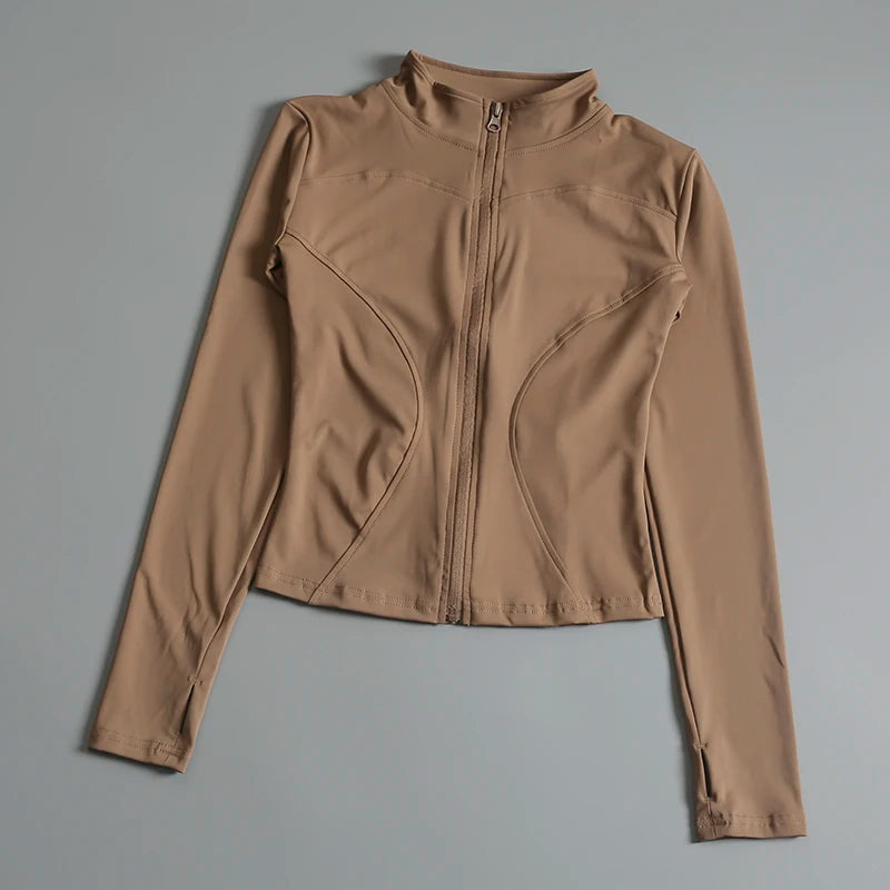 Camisa feminina de ginástica com zíper