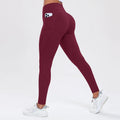 Calça legging esportiva feminina de ioga com bolsos, modeladora de bumbum e com controle abdominal, cintura alta, ideal para academia e atividades físicas.