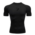 Camiseta de compressão masculina para corrida, manga curta, esportiva, para academia, fitness, agasalho masculino para corrida, camisa esportiva.