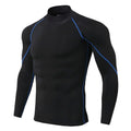 Camiseta esportiva masculina de secagem rápida para musculação e corrida, manga longa, compressão, para academia, justa e resistente ao sol.