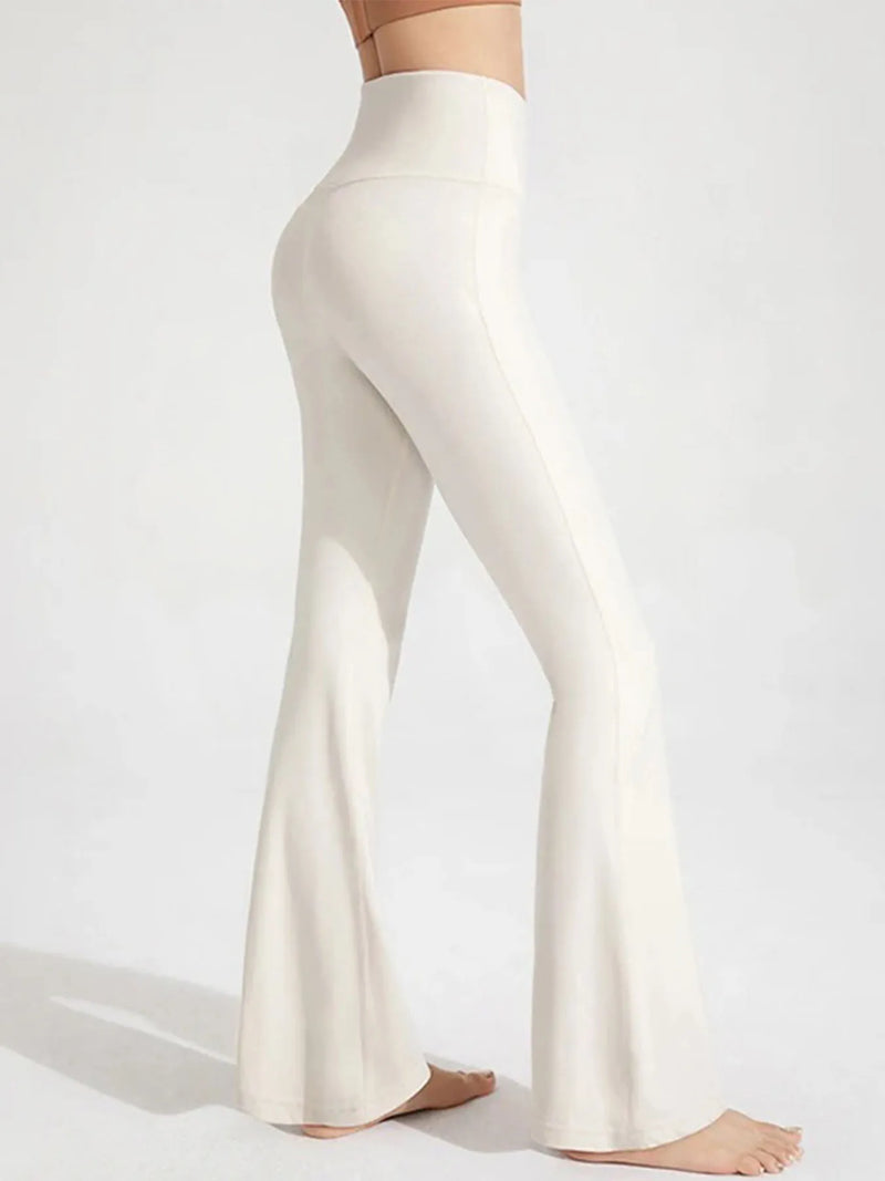 Calça boca de sino feminina de cintura alta, modeladora de cintura, que levanta o quadril, ideal para exercícios, fitness e atividades ao ar livre, como corrida e ioga.