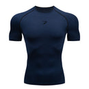 Camiseta de compressão masculina para corrida, manga curta, esportiva, para academia, fitness, agasalho masculino para corrida, camisa esportiva.