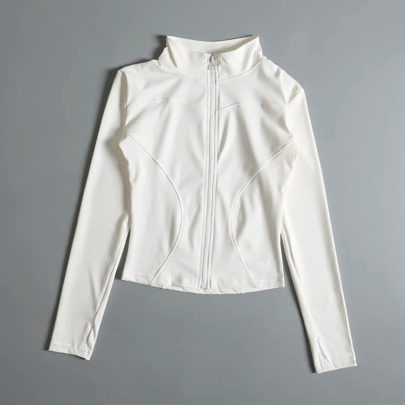Camisa feminina de ginástica com zíper