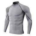 Camiseta esportiva masculina de secagem rápida para musculação e corrida, manga longa, compressão, para academia, justa e resistente ao sol.