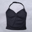 Top esportivo ajustável com alças finas, top feminino sem costas para academia, top de ioga, roupa de ginástica sem mangas, top regata.