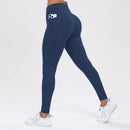 Calça legging esportiva feminina de ioga com bolsos, modeladora de bumbum e com controle abdominal, cintura alta, ideal para academia e atividades físicas.