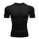 Camiseta de compressão masculina para corrida, manga curta, esportiva, para academia, fitness, agasalho masculino para corrida, camisa esportiva.