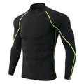 Camiseta esportiva masculina de secagem rápida para musculação e corrida, manga longa, compressão, para academia, justa e resistente ao sol.