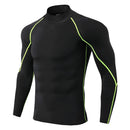 Camiseta esportiva masculina de secagem rápida para musculação e corrida, manga longa, compressão, para academia, justa e resistente ao sol.