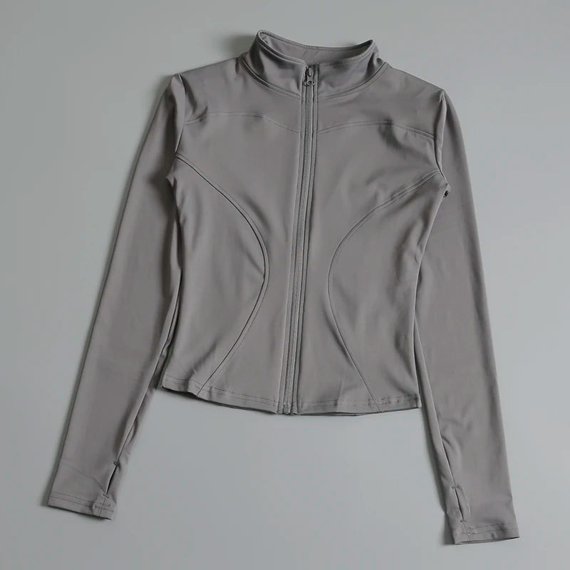 Camisa feminina de ginástica com zíper