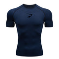 Camiseta de compressão masculina para corrida, manga curta, esportiva, para academia, fitness, agasalho masculino para corrida, camisa esportiva.